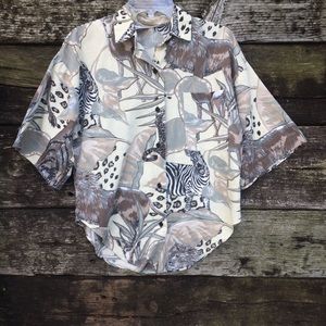 VTG 80s safari button down funky